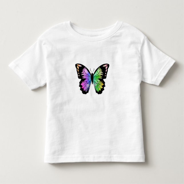 Butterfly i Rainbow Färg T Shirt (Framsida)