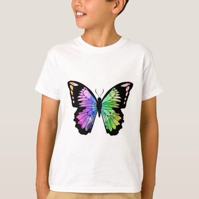 Butterfly i Rainbow Färg T Shirt (Framsida)