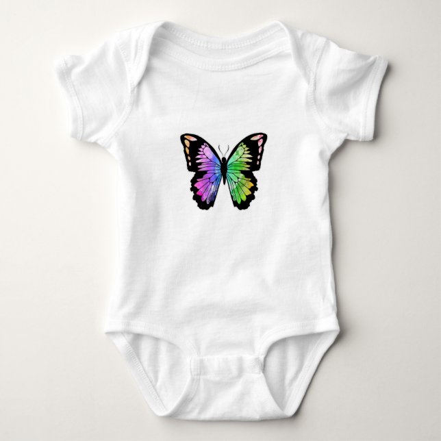 Butterfly i Rainbow Färg T Shirt (Framsida)