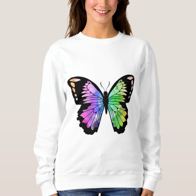 Butterfly i Rainbow Färg T Shirt (Framsida)