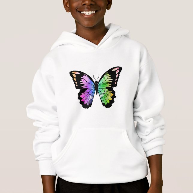 Butterfly i Rainbow Färg T Shirt (Framsida)