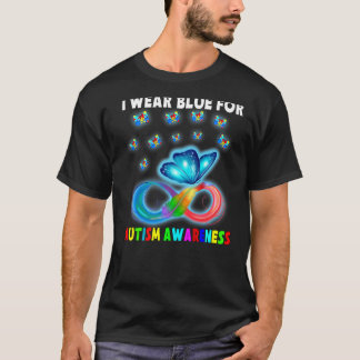 Butterfly I Wear Blue For Autism Awareness Funny T Shirt