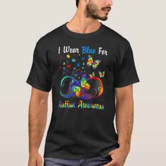 Butterfly I Wear Blue For Autism Awareness T Shirt