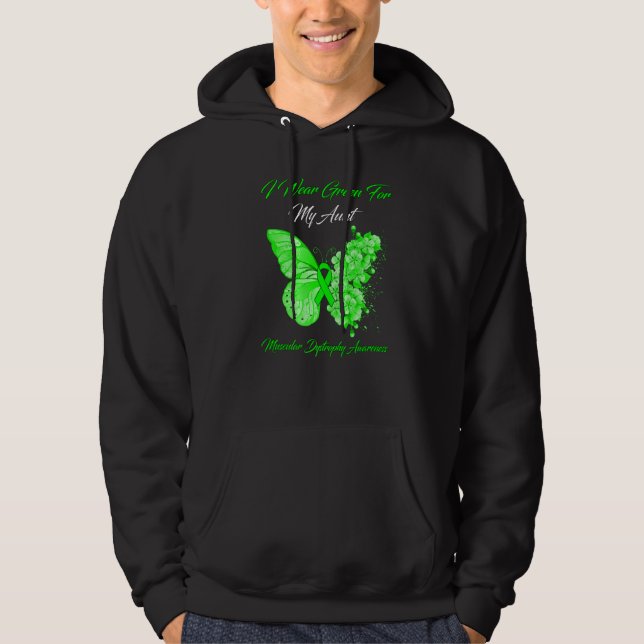 Butterfly I Wear Green For My Aunt Muscular Dystro Hoodie (Framsida)