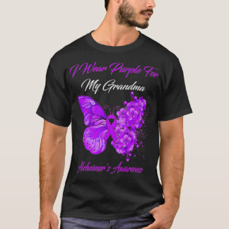 Butterfly I Wear Purple For My Grandma Alzheimer's T Shirt