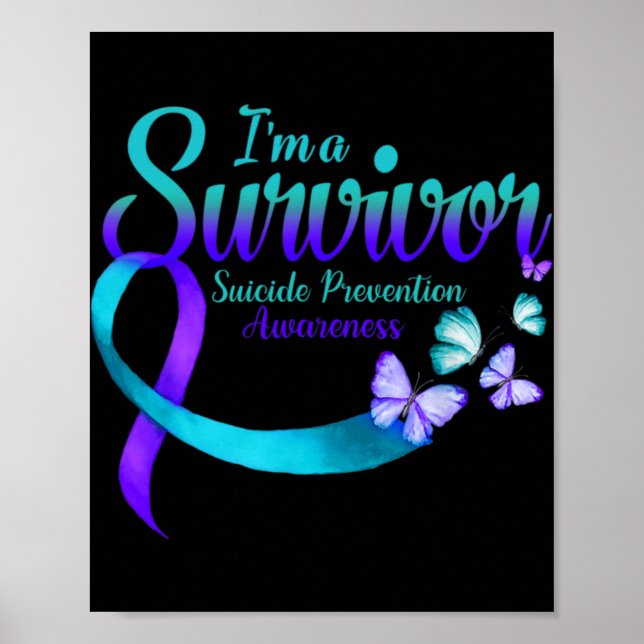 Butterfly Im A Survivor Suicide Prevention Awaren  Poster (Framsidan)