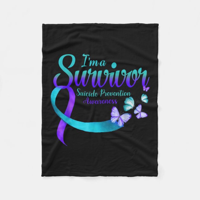 Butterfly Im A Survivor Suicide Prevention Awarene Fleecefilt (Framsidan)