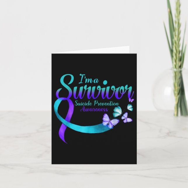 Butterfly Im A Survivor Suicide Prevention Awarene Kort (Framsida)