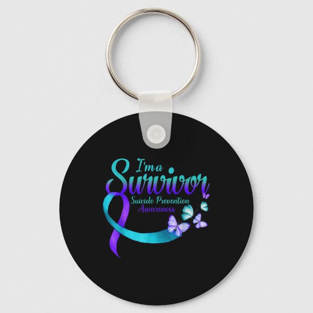Butterfly Im A Survivor Suicide Prevention Awarene Nyckelring (Framsida)