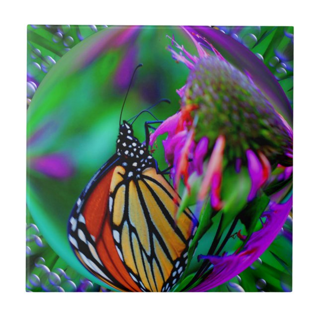 Butterfly in Bubble Nature Abstrakt Art Tile Kakelplatta (Framsidan)
