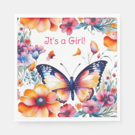 Butterfly in Flowers Girl Girl Shower Pappersservett