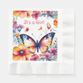 Butterfly in Flowers Girl Girl Shower Pappersservett