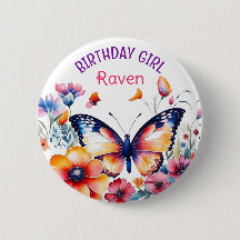 Butterfly in Flowers Girl's Birthday Girl