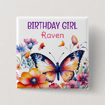 Butterfly in Flowers Girl's Birthday Girl