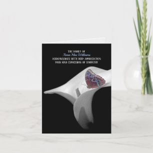 Butterfly in Peace Lily Sympathy Tack Kort