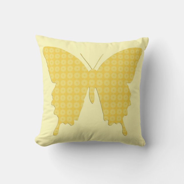 Butterfly in starburst print - gyllene gult kudde (Framsida)