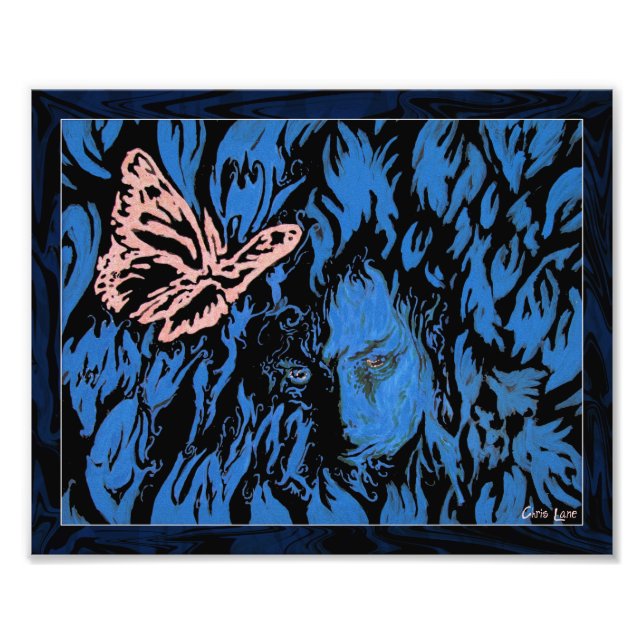 Butterfly in Tulips Photo Print Fototryck (Framsidan)