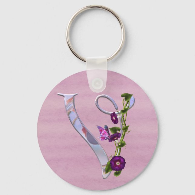 Butterfly Initial V Nyckelring (Framsida)