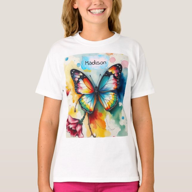 Butterfly Ink Customizable  T Shirt (Framsida)