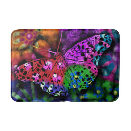 Butterfly Insect Abstract Purple Green Pink Orange Badrumsmatta