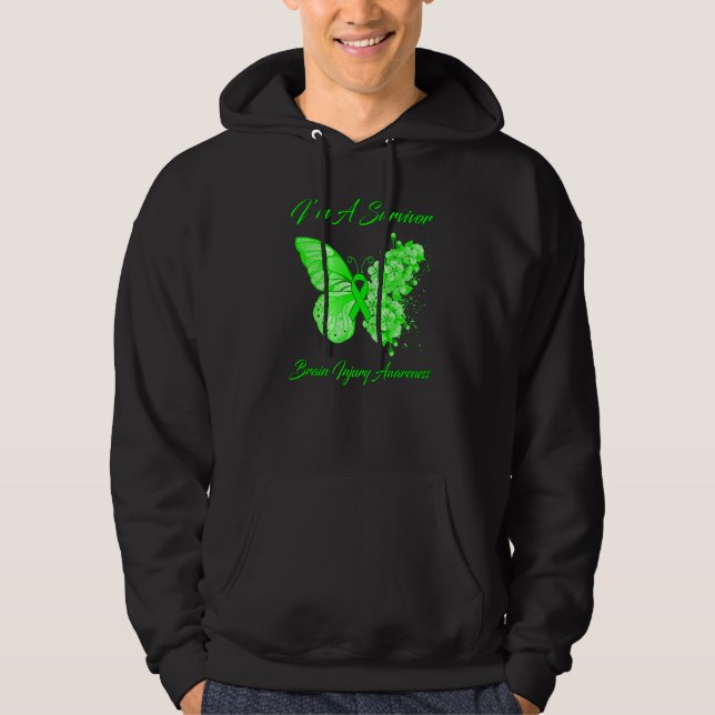 Butterfly Iu2019m A Survivor Brain Injury Awarenes Hoodie (Framsida)
