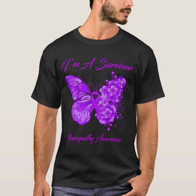 Butterfly Iu2019m A Survivor Neuropathy Awareness T Shirt (Framsida)