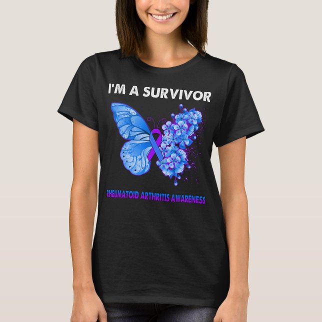 Butterfly jag är en Survivor Rheumatoid Arthritis T Shirt (Framsida)