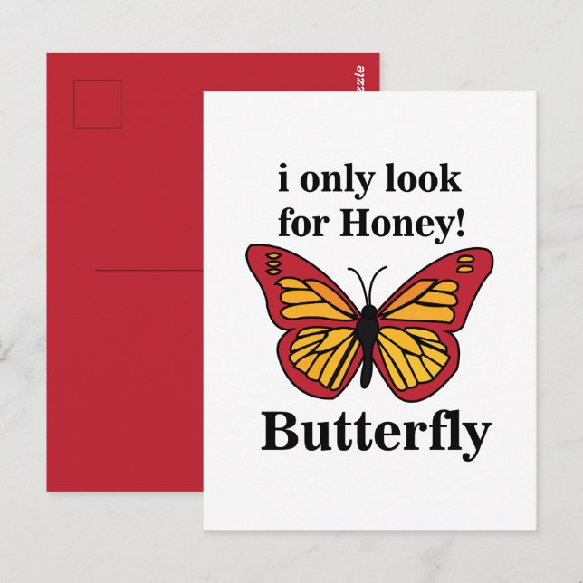 Butterfly Jag letar bara efter honungsfjäril Vykort (Fram/baksida)