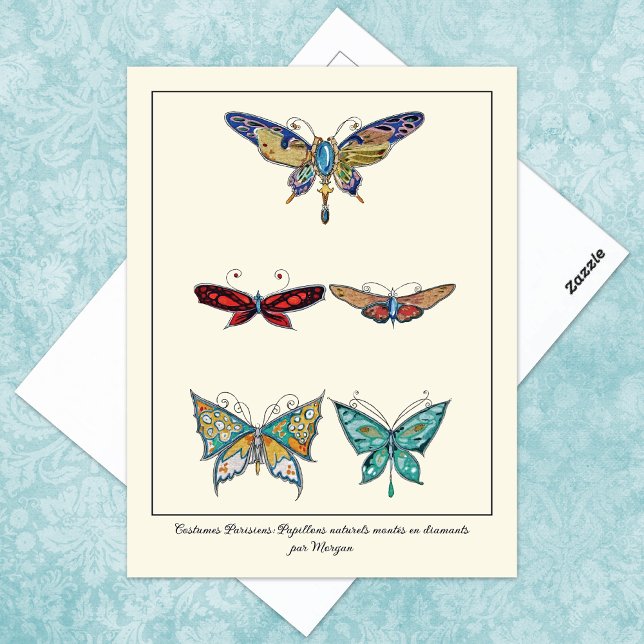 Butterfly Jeweled Ornamental Brooches Vykort (Skapare uppladdad)