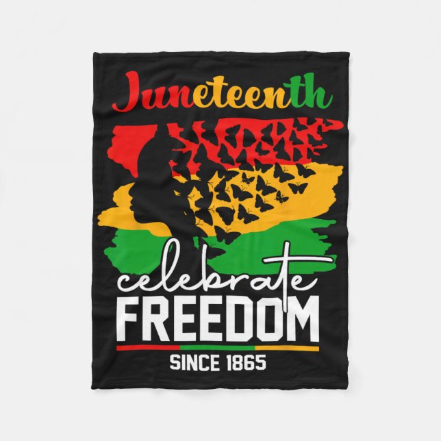 Butterfly Junetelfte Shirt African Pride Afro Blac Fleecefilt (Framsidan)