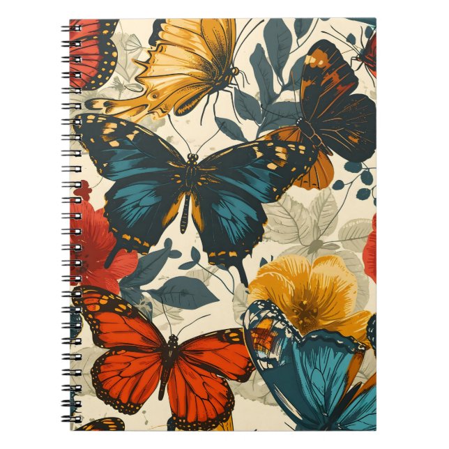 Butterfly Kaleidoscope: Vintage Postcard Anteckningsbok (Framsidan)