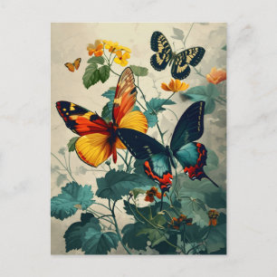 Butterfly Kaleidoscope: Vintage Postcard Vykort