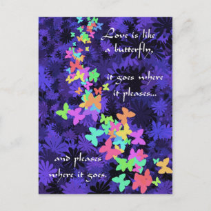 Butterfly Kärlek/Colorful-Quote Vykort
