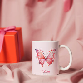 Butterfly Kärlek | Feminin | Anpassat namn Kaffemugg