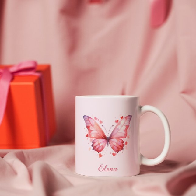 Butterfly Kärlek | Feminin | Anpassat namn Kaffemugg (Skapare uppladdad)