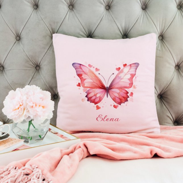 Butterfly Kärlek | Feminin | Anpassat namn Kudde (Skapare uppladdad)