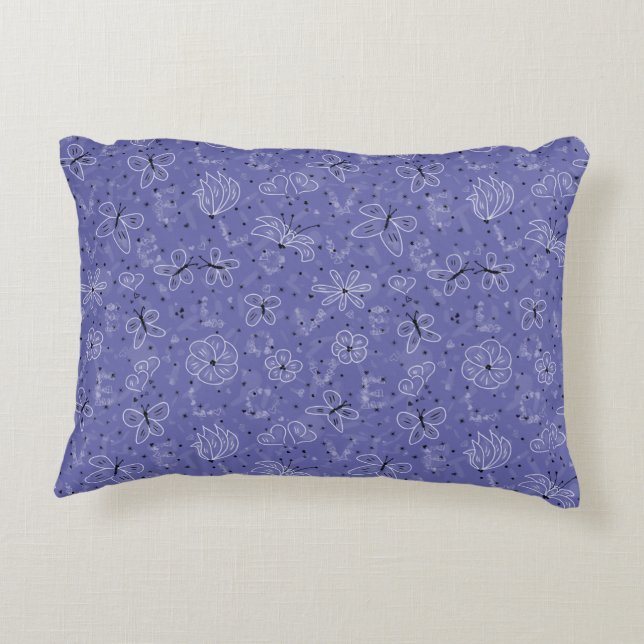 Butterfly KÄRLEK - Sömlös mönster. Prydnadskudde (Baksidan)