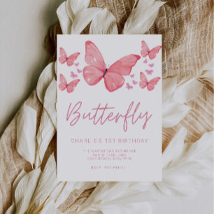 Butterfly Kids Twin 1st Birthday Inbjudningar