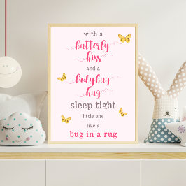 Butterfly Kiss & Ladybug Hug Nursery Dikt Poster
