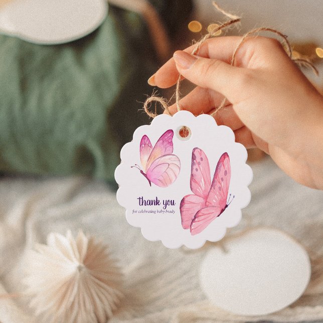 Butterfly Kisses & Baby Önskemål Baby Shower | Ros Gåvor Etiketter (Skapare uppladdad)