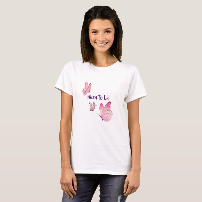 Butterfly Kisses & Baby Önskemål | Rosa Mamma som  T Shirt (Hel framsida)