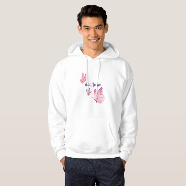 Butterfly Kisses & Baby Önskemål | Rosa Pappa som  Hoodie (Hel framsida)