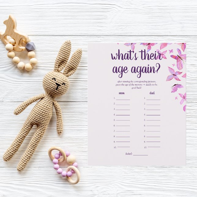 Butterfly Kisses Baby Shower Age Game | Rosa (Skapare uppladdad)
