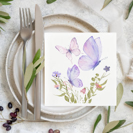 Butterfly Kisses Baby Shower | Ingen text | Lila Pappersservett