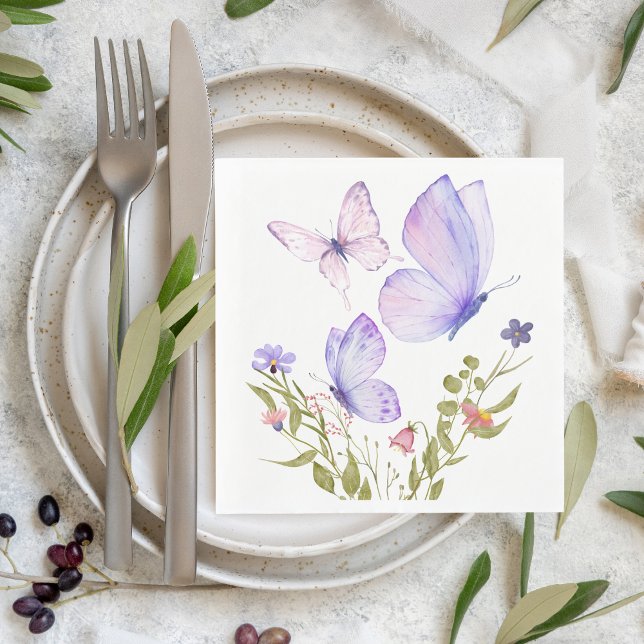 Butterfly Kisses Baby Shower | Ingen text | Lila Pappersservett (Skapare uppladdad)