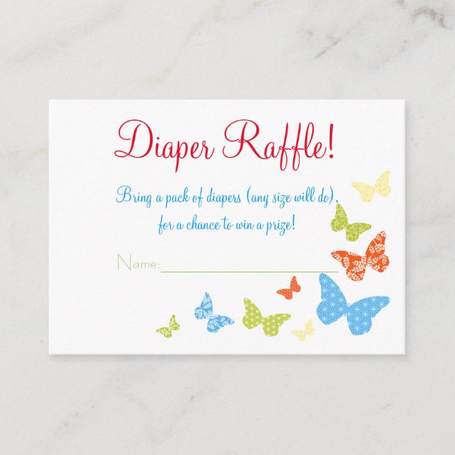 Butterfly Kisses Baby Shower Raffle Biljett Tilläggskort (Framsida)