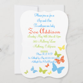 Butterfly Kisses Baby Sip and See Inbjudningar