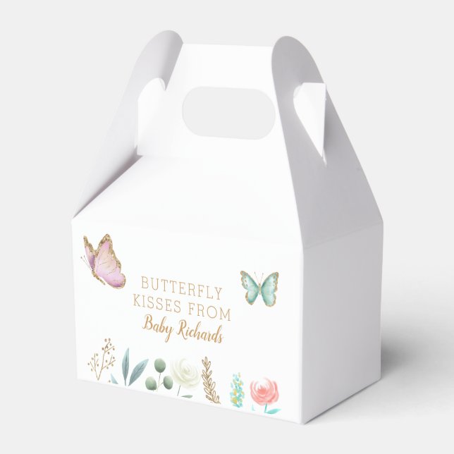 Butterfly Kisses Blommigt Baby Shower Presentaskar (Framsidan Sidan)