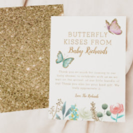 Butterfly Kisses Blommigt Baby Shower Tack Kort