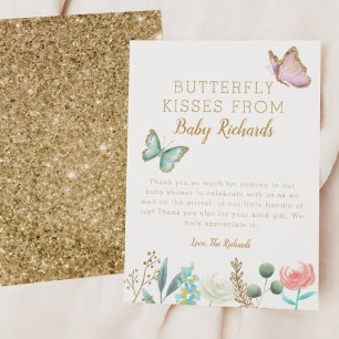 Butterfly Kisses Blommigt Baby Shower Tack Kort